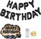 Happy Birthday Banner 13pcs 16 Inch Mylar Foil Letters Sign Balloons with LED Lights Birthday Party Decorations for Kids and Adults - 3D Black